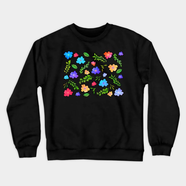 BOTANICAL FLOWERS AND LEAVES PATTERN Crewneck Sweatshirt by FLOWER_OF_HEART